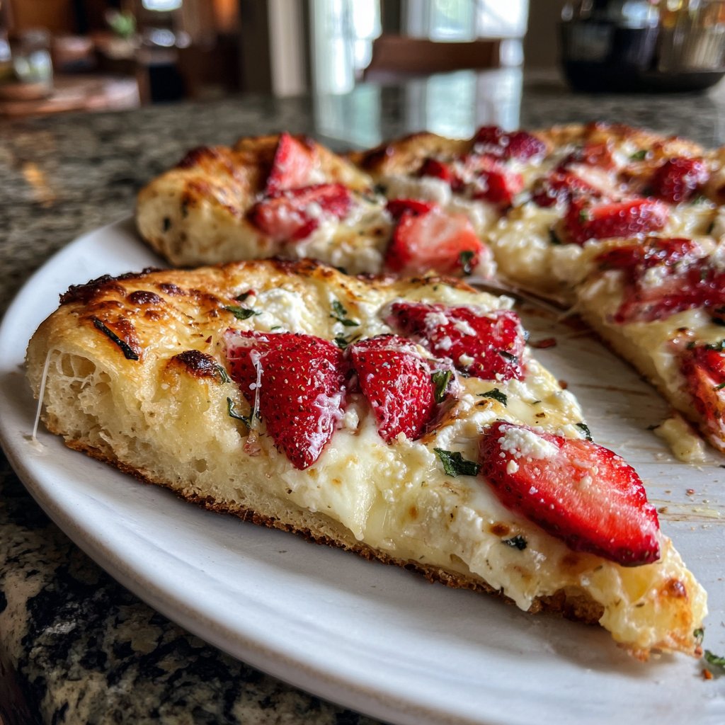 Pizza mit Erdbeeren und Ziegenkäse