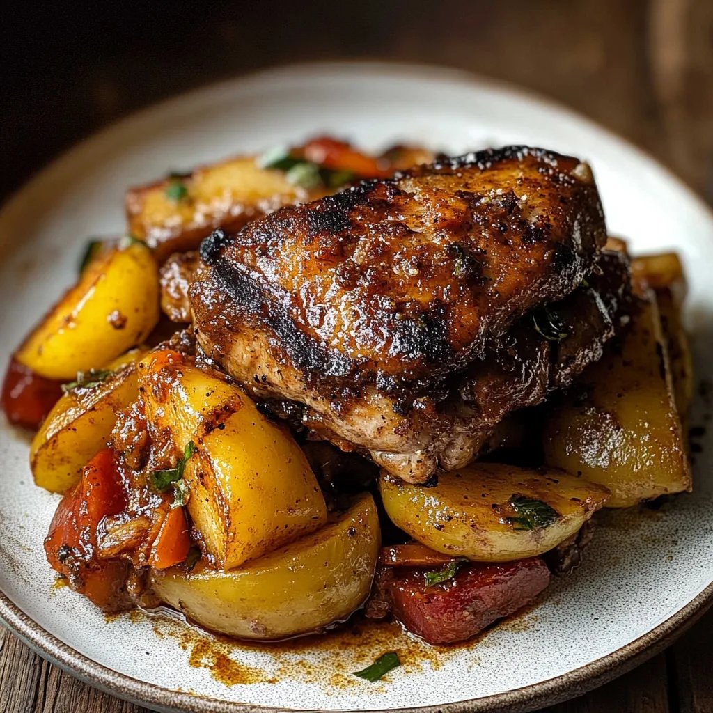 Geschmortes Cajun-Hähnchen mit Kartoffeln