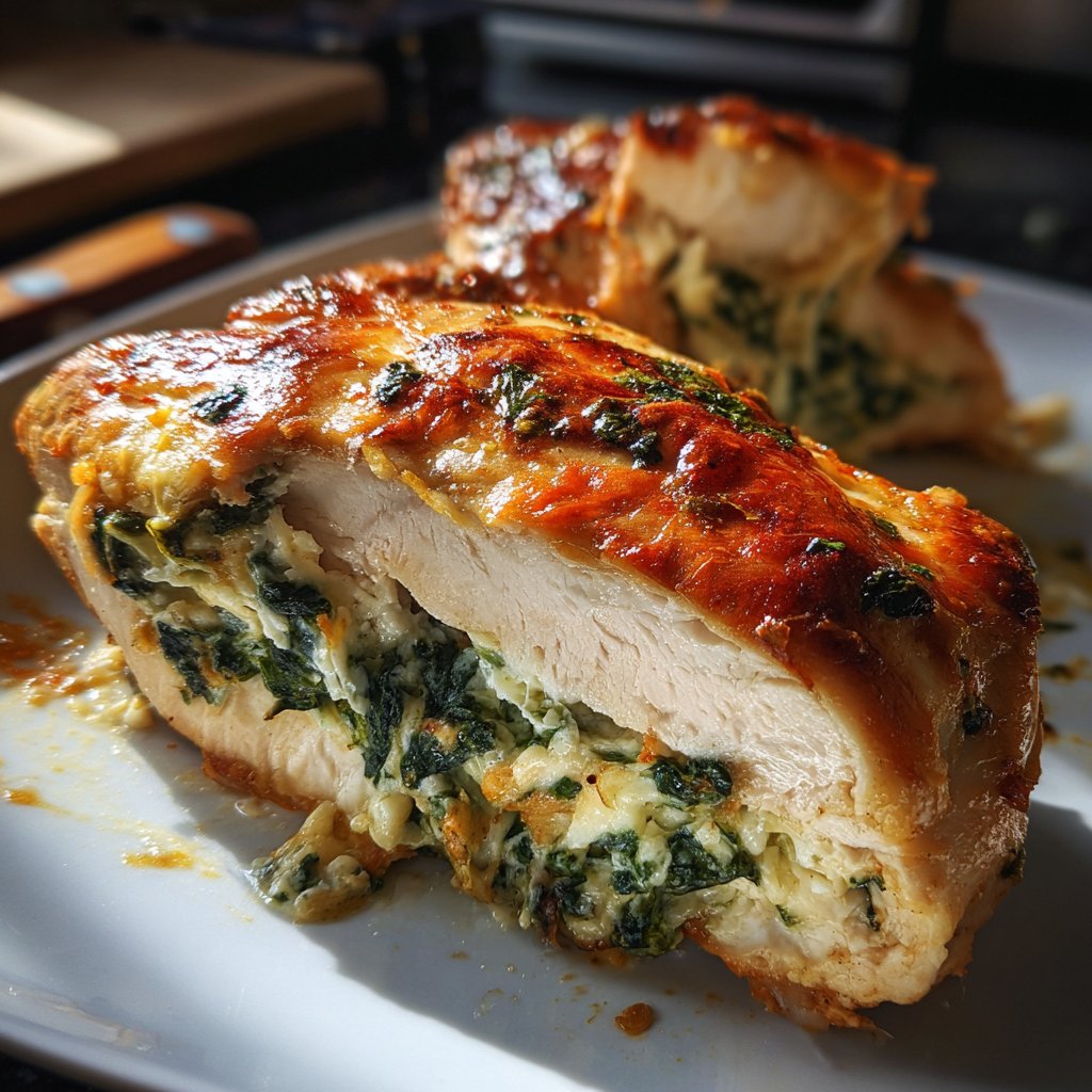Gefüllte Hähnchenbrust mit Spinat