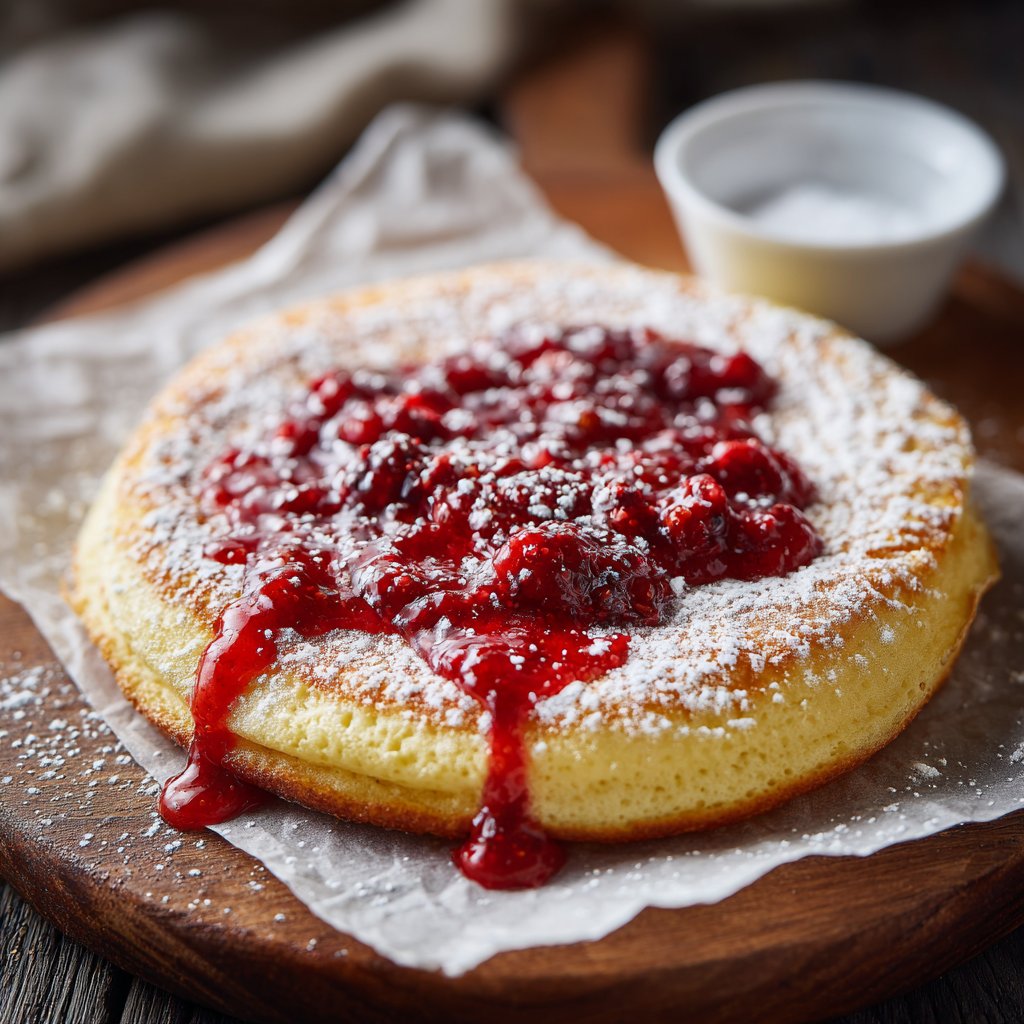 Pfannkuchen mit Himbeerkompott