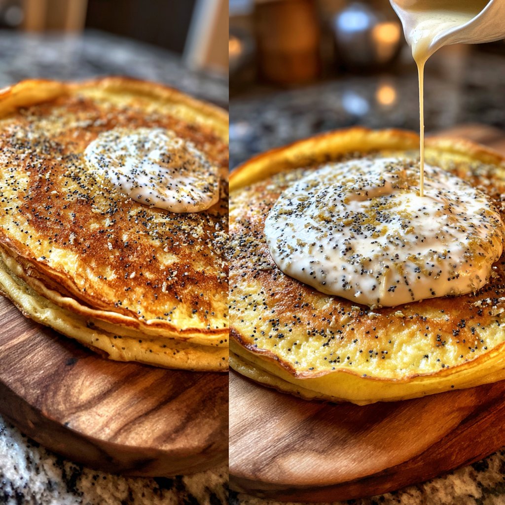 Pfannkuchen mit Mohn und Vanillequark