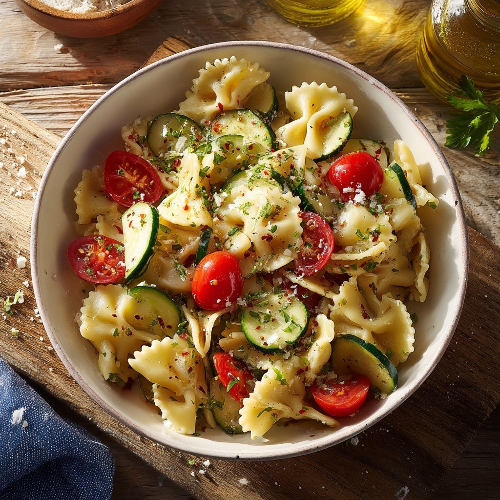 Mediterraner Nudelsalat Mit Gurke