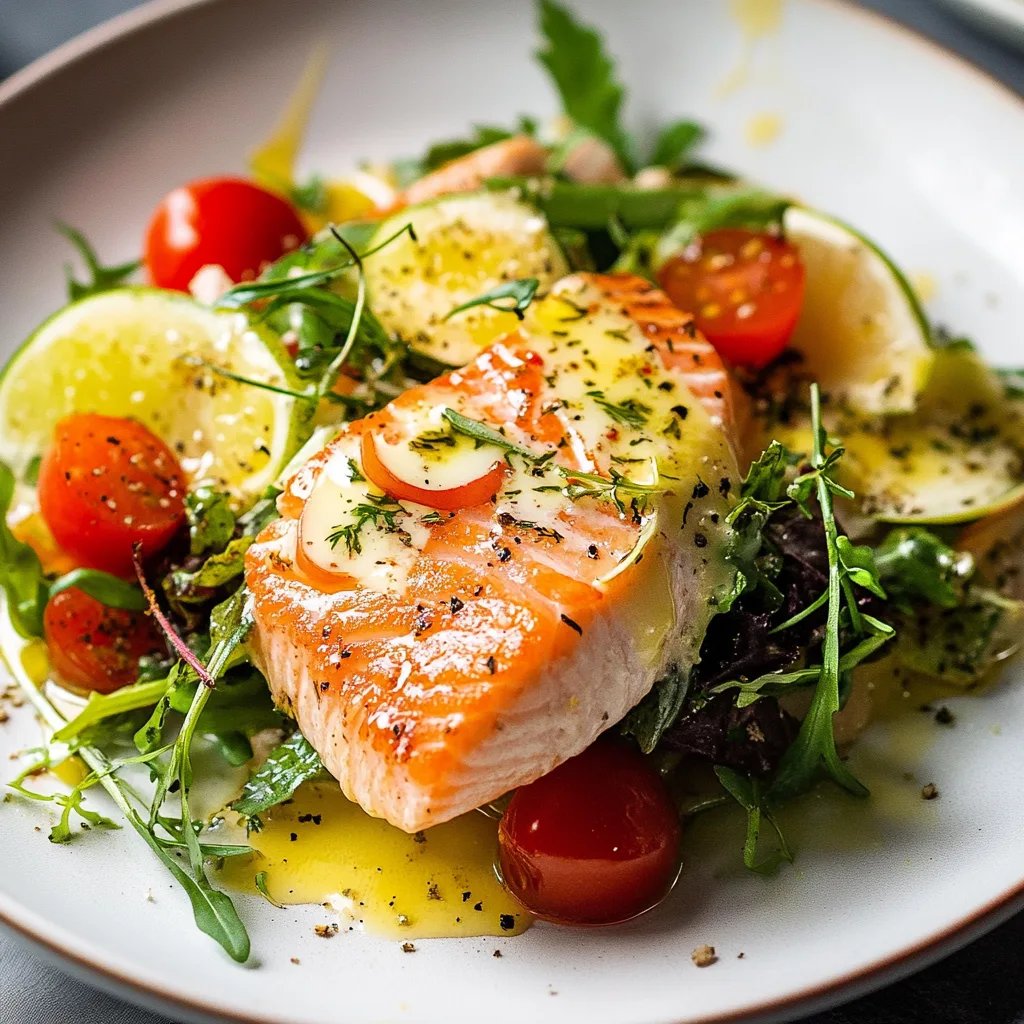 Salat mit geräuchertem Lachs in cremiger Kapern-Schnittlauch-Sauce